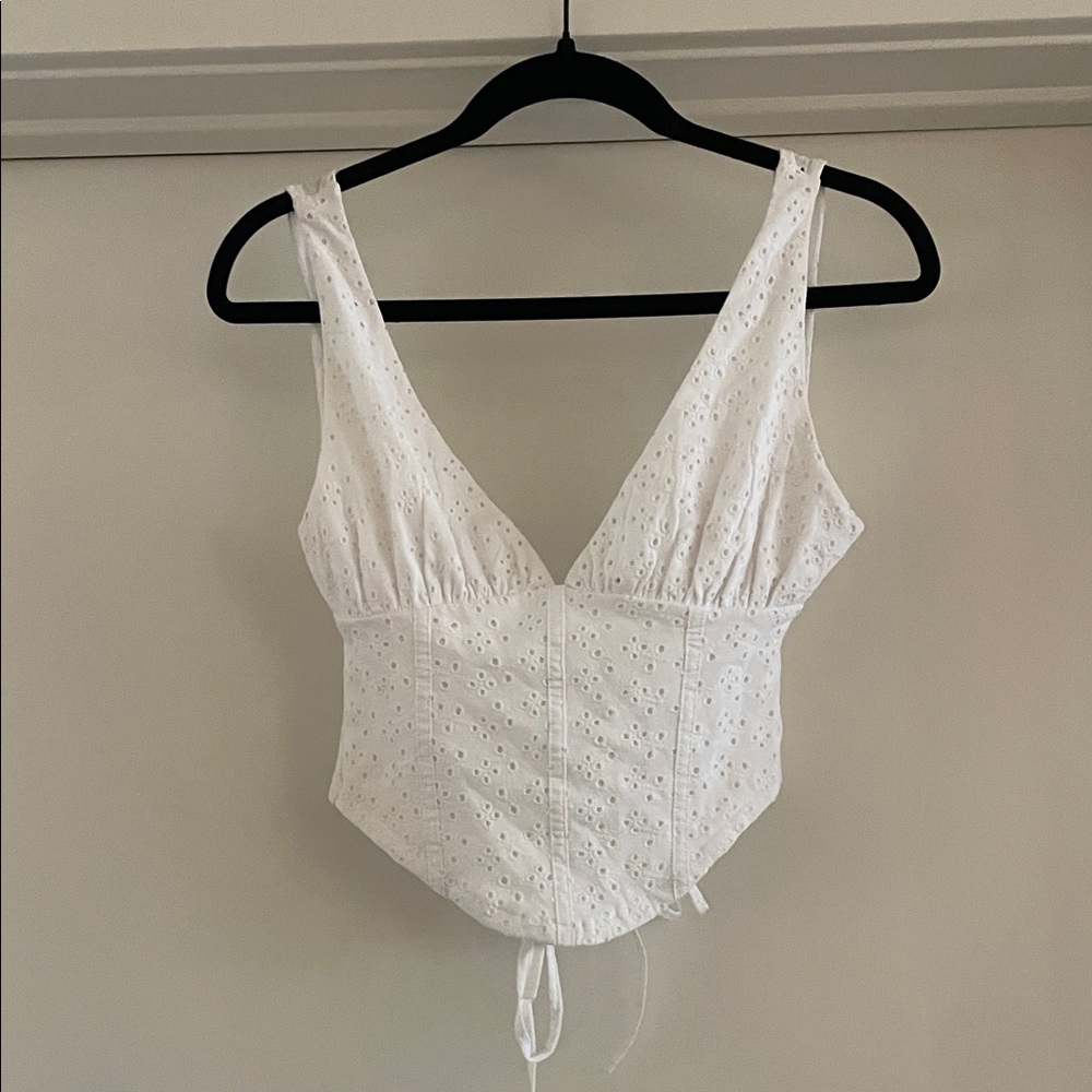 Zara White Eyelet Top
